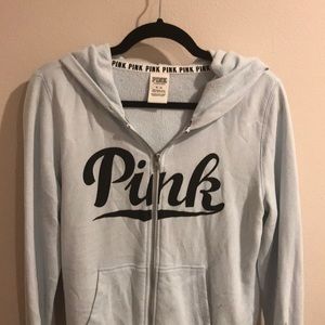 Light blue Pink zip up hoodie